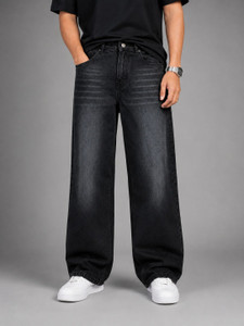 AJJ Straight Fit Men Black Jeans