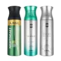 Ajmal 1 Nightingale for Men & Women, 1 Raindrops Femme for Women and 1 Evoke Silver Edition for Him for Men Deodorants each 200ML Combo pack of 3 (Total 600ML)