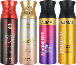 ajmal 1 sacred love1 wisal1 magnetize and 1 persuade deodorants each 200ml 4 items in the set