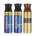 Ajmal 2 Distraction for Men & Women and 1 Wisal Dhahab for Men Deodorants each 200ML Combo pack of 3 (Total 600ML)