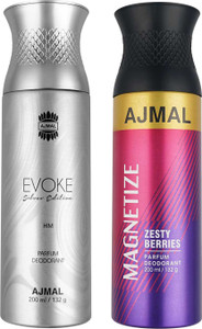ajmal evoke silver edition and magnetize for unisex deo combo pack of 2 total 400ml 2 items in the set