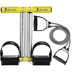 double spring tummy trimmer waist trimmer ab exercisergym -fitness equipment for unisex and double toning resistance tube pull rope elastic rubber exercise band for stretching workout