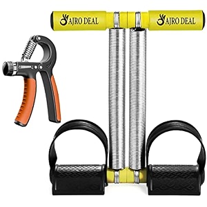 ajro deal double spring tummy trimmer waist trimmer ab exercisergym -fitness equipment for unisex and adjustable hand grip resistance 10kg - 40kg  handpower gripper for home amp gym workouts