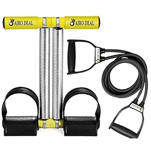 tummy trimmer for men amp women  heavy-duty double spring ab exerciser  home workout resistance equipment for stomach core amp full body fitness