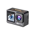6K Action Camera with 50MP Photos, EIS stabilization, Dual Touch Screens, WiFi, Remote Control, and 30M Waterproof case. Compatible with Android, iOS, Helmets, Bikes, Motorcycles, and tripods