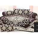 Designer Diwan Set Velvet Covers Combo 5 Cushion Covers 2 Bolster Cover, Multicolor (Multicolor_06)