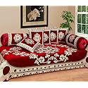Designer Diwan Set Velvet Covers Combo 5 Cushion Covers 2 Bolster Cover, Multicolor (Multicolor_02)