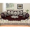 Designer Diwan Set Velvet Covers Combo 5 Cushion Covers 2 Bolster Cover, Multicolor (Multicolor_05)