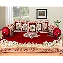 Designer Diwan Set Velvet Covers Combo 5 Cushion Covers 2 Bolster Cover, Multicolor (Multicolor_03)