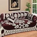 Designer Diwan Set Velvet Covers Combo 5 Cushion Covers 2 Bolster Cover, Multicolor (Multicolor_04)