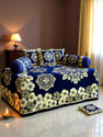 AK Decor Velvet Floral Diwan Set Blue