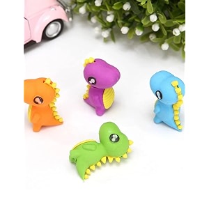 ak store set of 4 3d cartoon shape rubber pencil erasers stationery for kids school boys girls birthday return gifts little dinosaur