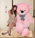 AK TOYS 4 Feet Teddy Bear with Neck Bow Stuffed Spongy Cute Teddy Bear  - 120 cm (Pink)