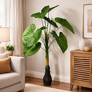 akaar decor 4ft approx artificial palm tree  lifelike  low-maintenance  faux tropical plant for home office hotel indoor-outdoor garden and store dcor money plant