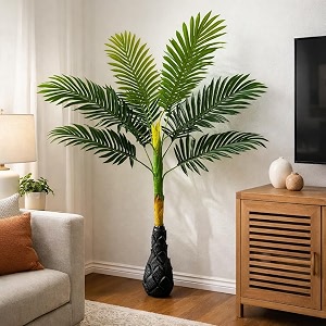 akaar decor 4ft approx artificial palm tree  lifelike  low-maintenance  faux tropical plant for home office hotel indoor-outdoor garden and store dcor palm tree