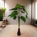 Akaar Decor 4ft (Approx) Artificial Palm Tree | Lifelike | Low-Maintenance | Faux Tropical Plant for Home, Office, Hotel, Indoor-Outdoor, Garden, and Store décor (Thick Palm Tree)