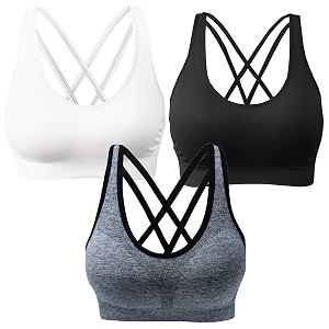 AKAMC Womens Cross Back Sport BrasAdjustable Straps