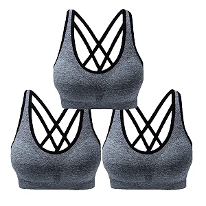 AKAMC Womens Cross Back Sport BrasAdjustable Straps