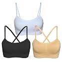 AKAMC Women's Cross Back Sport Bras,Adjustable Straps Padded Criss Cross Cropped Bras for Yoga Workout Fitness