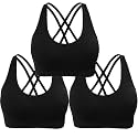 AKAMC Women's Cross Back Sport Bras,Adjustable Straps Padded Criss Cross Cropped Bras for Yoga Workout Fitness