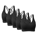 AKAMC Women's Cross Back Sport Bras,Adjustable Straps Padded Criss Cross Cropped Bras for Yoga Workout Fitness