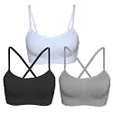 AKAMC Women's Cross Back Sport Bras,Adjustable Straps Padded Criss Cross Cropped Bras for Yoga Workout Fitness