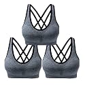 AKAMC Women's Cross Back Sport Bras,Adjustable Straps Padded Criss Cross Cropped Bras for Yoga Workout Fitness