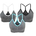 AKAMC Women's Cross Back Sport Bras,Adjustable Straps Padded Criss Cross Cropped Bras for Yoga Workout Fitness