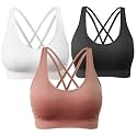 AKAMC Women's Cross Back Sport Bras,Adjustable Straps Padded Criss Cross Cropped Bras for Yoga Workout Fitness