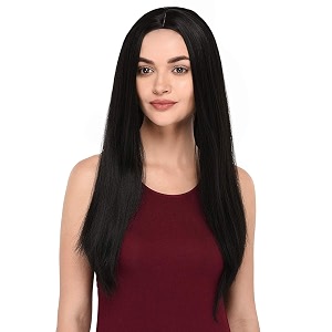 akashkrishna full head straight hair wig  women synthetic wig centre parting hair wig  heat resistant synthetic fiber  black wig for cosplay fashion amp daily use  with wigcap comb