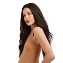 Akashkrishna Brown Synthetic Wavy Hair Wig for Women | Full Head Natural-Looking Hair Wig | Heat-Resistant Fiber with Middle Parting | Fashion &amp; Cosplay Wig | Includes Wig Cap &amp; Comb