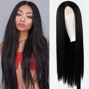 akashkrishna straight black hair wig wig for women long hair wigs natural fashion wigs synthetic wigs for daily party cosplay use black - 26 inch includes wigcap amp comb