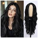 Akashkrishna Hair Wig for Women Full Head Middle Parting Curly Black Wig Natural Looking Hair Synthetic Heat Resistant Fiber Wigs for Daily Party Use Wig | Includes Comb &amp; Wigcap