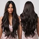 Akashkrishna Wavy Synthetic Hair Wig for Women | Brown Middle Part Full Head Wig | Natural-Looking Heat-Resistant Hair | Cosplay, Party &amp; Alopecia Use | Wig Cap &amp; Comb