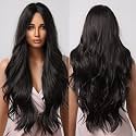 Akashkrishna Long Curly Synthetic Hair Wig for Women | Black Middle Parting Full Head Wig | Heat-Resistant Natural-Looking Hair | Fashion, Cosplay &amp; Alopecia Wig | Wig Cap &amp; Comb