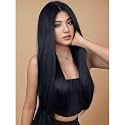 Akashkrishna Long Hair Wig for Women | Straight Synthetic Hair Wig Centre Parting Wigs | Alopecia Hair Loss &amp; Chemo Wigs | Heat Resistant Hairs | WigCap &amp; Comb (Black 26 Inch)
