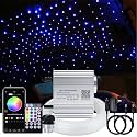 AKEPO Car Home Use APP+Twinkle+Music Fiber Optic Lights kit for Star Ceiling Sky Light, RGBW Light Engine + Optical Fiber Cable 150pcs 0.03in/0.75mm 6.5ft/2m + 28key RF Remote Control
