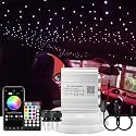AKEPO 16W Dual Head Twinkle Fiber Optic Lights Kit, Car Home Use Star Ceiling Sky Light RGBW Twinkle APP Control Music Activated Light Engine+860pcs of Mixed Diameter Fibers 9.8ft/3m+Remote