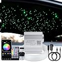 AKEPO Upgraded Twinkle+Music Effect+APP Control Fiber Optic Lights kit for Star Ceiling Sky Light Car/Home, RGBW Light Engine+Optical Fiber Cable 295pcs of 9.8ft/3m(0.03+0.04+0.06in)+28key Remote