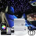 AKEPO Upgraded Car Home APP Fiber Optic Lights kit RGBW Twinkle + Music Effect Star Ceiling Sky Light, Optical Fiber Cable 450 Strands 0.03in/0.75mm 9.8ft/3m+ 28key RF Remote Control