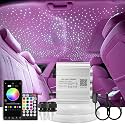 AKEPO Upgraded Car Home APP Twinkle Fiber Optic Lights Kit, Dual Head 16W 900 Strands of 0.03in/0.75mm 9.8ft/3m Optical Fiber Cable Music Activated Starlight Headliner Kits with Remote