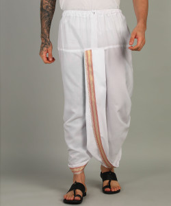 akeshavam mens white colour panjakejam readymade golden zari dhoti free size 100cotton embroidered striped solid men dhoti