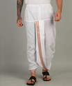 AKESHAVAM Mens white Colour Panjakejam Readymade Golden Zari Dhoti Free size 100%cotton Embroidered, Striped, Solid Men Dhoti