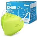 Akgk KN95 Face Mask 50 PCS, Breathable Protection 5-Ply Green Masks, Cup Dust Safety