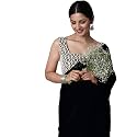 AKHILAM Women's Solid Embellished Georgette Saree With Unstitched Blouse Piece