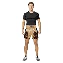 AKIBA Muay Thai Shorts Satin Boxing Fight Training Shorts with Elastic Waistband and Side Slits for Ring Sparring and Gym Sessions Tribal Print