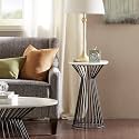 Marbury Side Table, Small Stylish Bedroom Nightstand, Metal Wire Hour Glass Frame, Marble Top, Mid-Century Modern Luxe Accent Furniture for Living Room, White/Black, 15" Wide (Black)