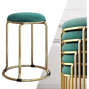metal office stool versatile stackable and compact chair for makeup vanity dining office round design small spaces and convenience perfect for home and salon use green 1