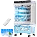 AKIRES 1800CFM Swamp Cooler,3-IN-1 Evaporative Air Cooler with 5.3 Gal Water Tank,6 Ice Packs,Evaporative Cooler with 12H Timer,2 Modes,3 Speeds,120°Oscillation，Cooling Fan for Indoor,Outdoor(31IN)