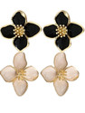 AKISON JEWELS Black & White Combo Flower Earrings Floral Earrings Korean Earrings For Women Alloy Stud Earring